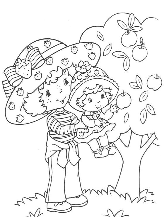 coloriage charlotte ramasse des pommes
